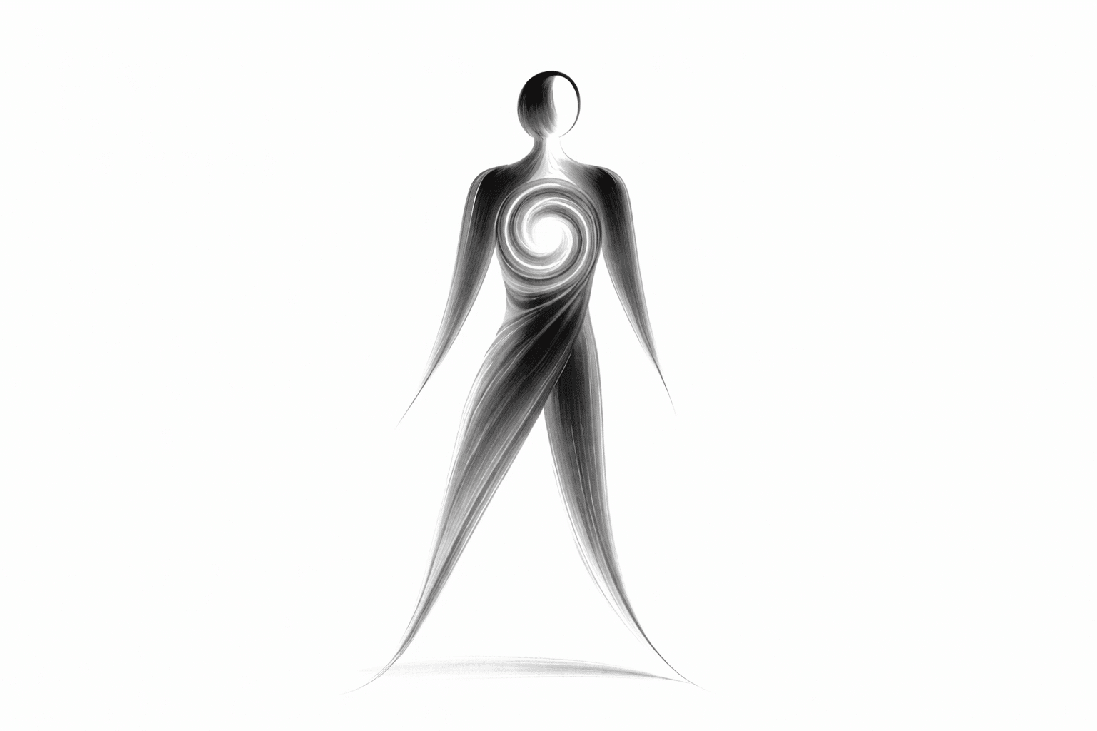 Derfunktionierendemensch Horstliebetruth Abstrakte menschliche Figur mit Spirale im Inneren als Bild für Funktionieren und inneren Selbstverlust