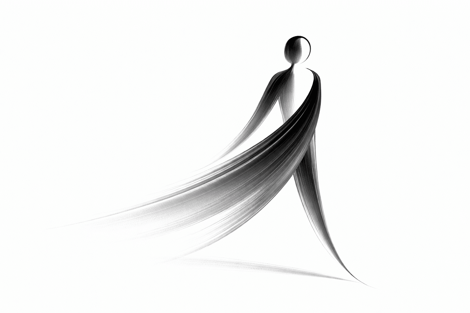 Selbstbestimmt Horstliebetruth.de Selbstbestimmt leben – puristische schwarz-weiße Tuschezeichnung mit klarer reduzierter Form